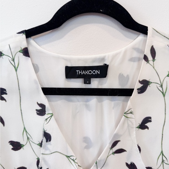Thakoon 100% Silk Tulip Floral Print Dress with Flutter Sleeves Womens Size 4 - Picture 5 of 9